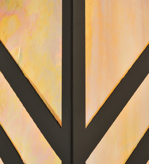 Meyda Lighting Santa Fe 7" W x 22" H Timeless Bronze Wall Sconce With Beige Iridescent Shade Glass