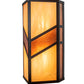 Meyda Lighting Santa Fe 8" 2-Light Dark Bronze Wall Sconce With Amber Mica & Beige Iridescent Shade Glass