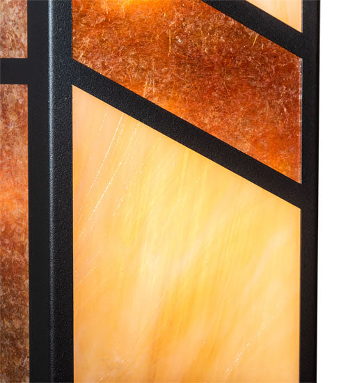 Meyda Lighting Santa Fe 8" 2-Light Dark Bronze Wall Sconce With Amber Mica & Beige Iridescent Shade Glass