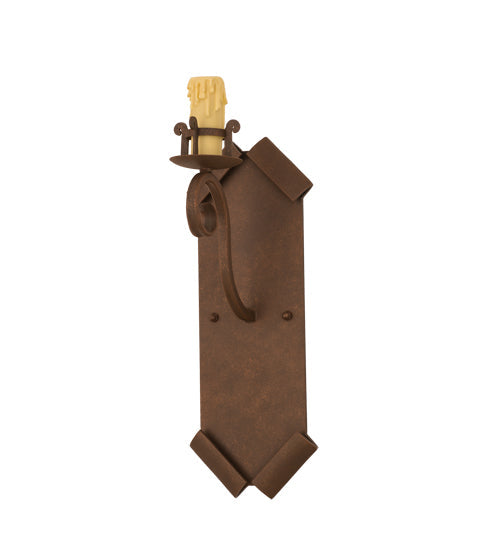 Meyda Lighting Santa Lucia 7" Antique Rust Wall Sconce With Tarnished Gold Textrene Shade Glass