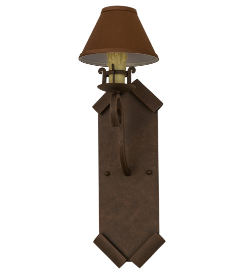 Meyda Lighting Santa Lucia 7" Antique Rust Wall Sconce With Tarnished Gold Textrene Shade Glass