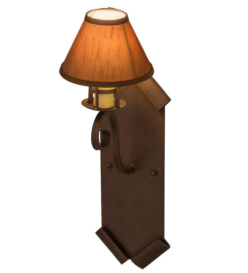 Meyda Lighting Santa Lucia 7" Antique Rust Wall Sconce With Tarnished Gold Textrene Shade Glass