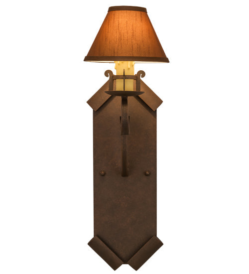 Meyda Lighting Santa Lucia 7" Antique Rust Wall Sconce With Tarnished Gold Textrene Shade Glass