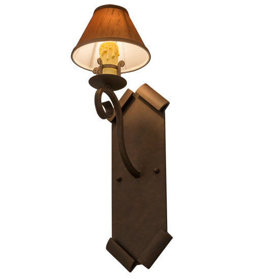 Meyda Lighting Santa Lucia 7" Antique Rust Wall Sconce With Tarnished Gold Textrene Shade Glass