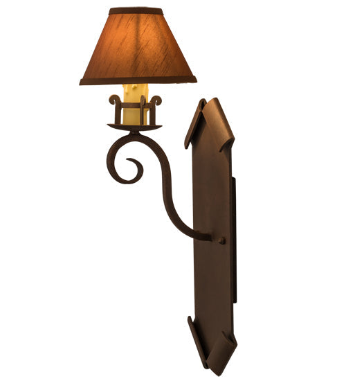 Meyda Lighting Santa Lucia 7" Antique Rust Wall Sconce With Tarnished Gold Textrene Shade Glass