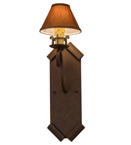 Meyda Lighting Santa Lucia 7" Antique Rust Wall Sconce With Tarnished Gold Textrene Shade Glass