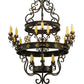 Meyda Lighting Santino 60" 24-Light 3-Tier Gilded Tobacco Chandelier With Ivory Faux Candlelight