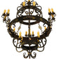 Meyda Lighting Santino 60" 24-Light 3-Tier Gilded Tobacco Chandelier With Ivory Faux Candlelight