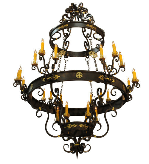 Meyda Lighting Santino 72" 24-Light Gilded Tobacco & Gold Chandelier With Amber Faux Candlelight
