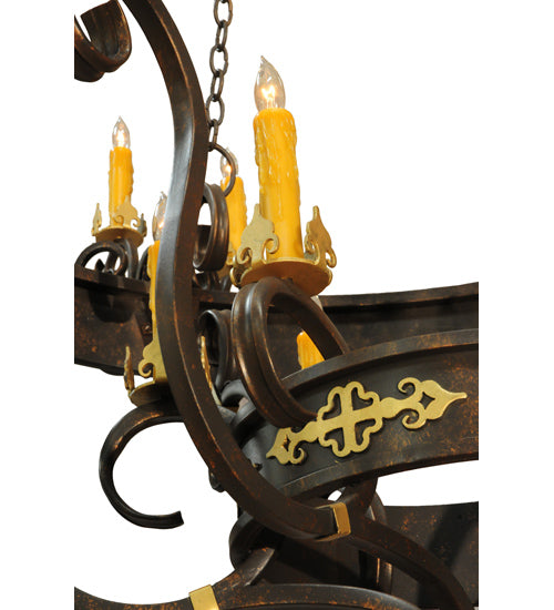 Meyda Lighting Santino 72" 24-Light Gilded Tobacco & Gold Chandelier With Amber Faux Candlelight