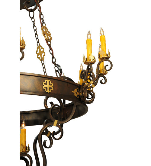 Meyda Lighting Santino 72" 24-Light Gilded Tobacco & Gold Chandelier With Amber Faux Candlelight