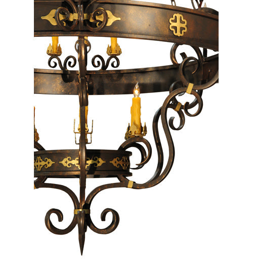 Meyda Lighting Santino 72" 24-Light Gilded Tobacco & Gold Chandelier With Amber Faux Candlelight