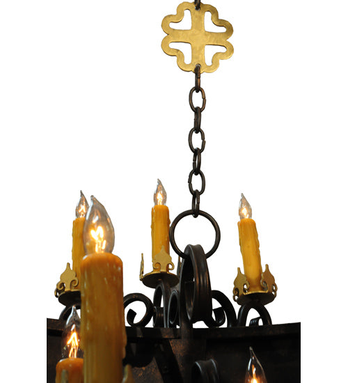 Meyda Lighting Santino 72" 24-Light Gilded Tobacco & Gold Chandelier With Amber Faux Candlelight