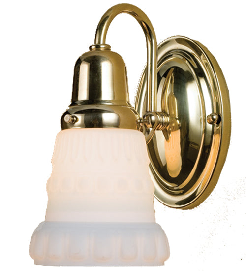 Meyda Lighting Saratoga 5" Polished Brass Embossed Wall Sconce With White Opal Shade Glass