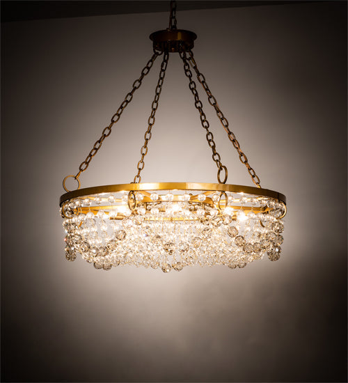 Meyda Lighting Sardinia 36" 8-Light Transparent Gold Chandelier With Crystal Shade Glass