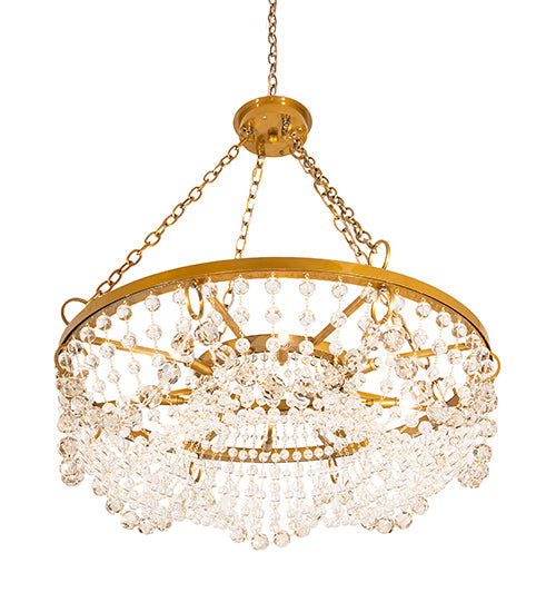 Meyda Lighting Sardinia 36" 8-Light Transparent Gold Chandelier With Crystal Shade Glass
