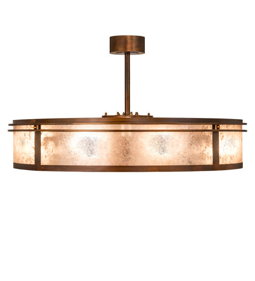 Meyda Lighting Sargent 240372 46" 16-Light Vintage Copper Chandelier With Silver Mica Shade Glass and Fan