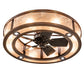 Meyda Lighting Sargent 240372 46" 16-Light Vintage Copper Chandelier With Silver Mica Shade Glass and Fan