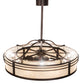 Meyda Lighting Sargent 45" 12-Light Mahogany Bronze Chandelier With Creme Carrara Idalight Shade Glass and Fan