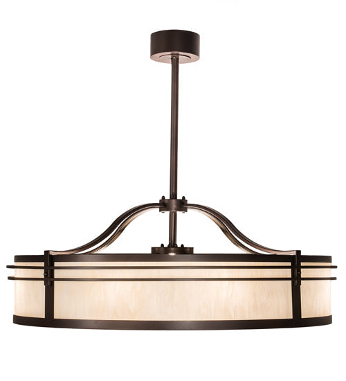 Meyda Lighting Sargent 45" 12-Light Mahogany Bronze Chandelier With Creme Carrara Idalight Shade Glass and Fan