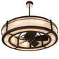 Meyda Lighting Sargent 45" 12-Light Mahogany Bronze Chandelier With Creme Carrara Idalight Shade Glass and Fan