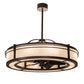 Meyda Lighting Sargent 45" 12-Light Mahogany Bronze Chandelier With Creme Carrara Idalight Shade Glass and Fan