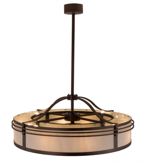 Meyda Lighting Sargent 45" 12-Light Mahogany Bronze Chandelier With Creme Carrare Idalight Shade Glass and Fan