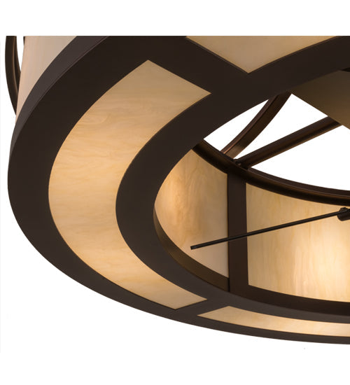 Meyda Lighting Sargent 45" 12-Light Mahogany Bronze Chandelier With Creme Carrare Idalight Shade Glass and Fan