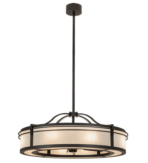 Meyda Lighting Sargent 45" 12-Light Oil Rubbed Bronze Chandelier With Creme Carrara Idalight Shade and Fan