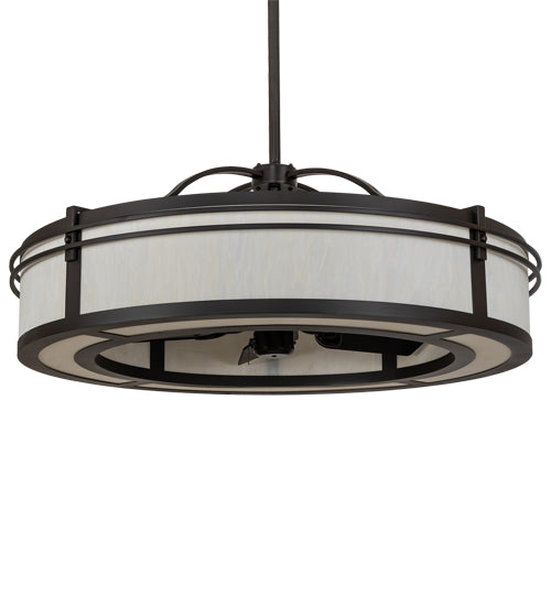 Meyda Lighting Sargent 45" 12-Light Oil Rubbed Bronze Chandelier With Creme Carrara Idalight Shade and Fan