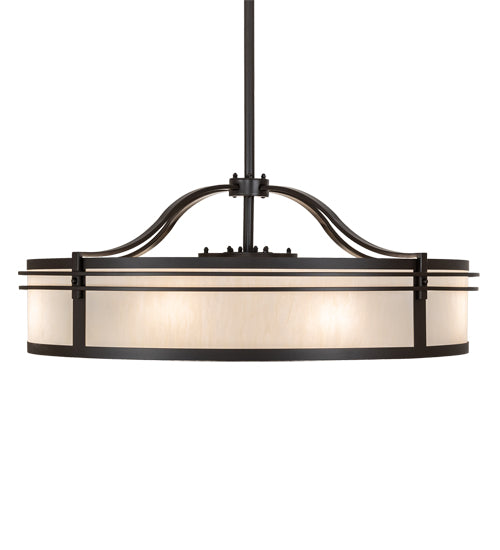 Meyda Lighting Sargent 45" 12-Light Oil Rubbed Bronze Chandelier With Creme Carrara Idalight Shade and Fan