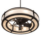 Meyda Lighting Sargent 45" 12-Light Oil Rubbed Bronze Chandelier With Creme Carrara Idalight Shade and Fan