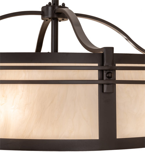 Meyda Lighting Sargent 45" 12-Light Oil Rubbed Bronze Chandelier With Creme Carrara Idalight Shade and Fan