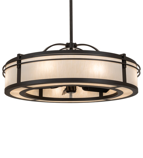 Meyda Lighting Sargent 45" 12-Light Oil Rubbed Bronze Chandelier With Creme Carrara Idalight Shade and Fan