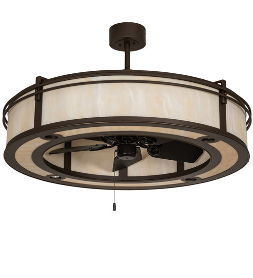 Meyda Lighting Sargent 45" 20-Light Tyler Bronze Chandelier With Beige Sahara Taupe Idalight Shade and Fan