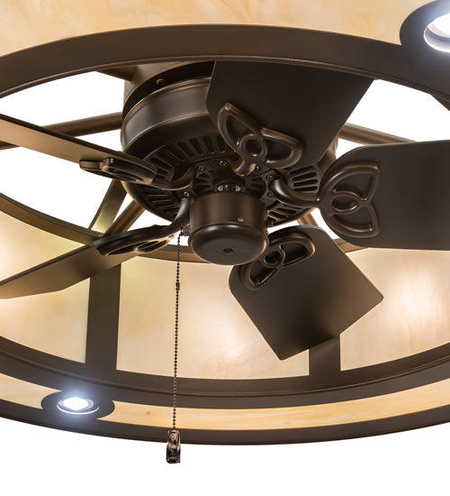 Meyda Lighting Sargent 45" 20-Light Tyler Bronze Chandelier With Beige Sahara Taupe Idalight Shade and Fan
