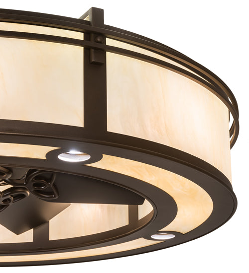 Meyda Lighting Sargent 45" 20-Light Tyler Bronze Chandelier With Beige Sahara Taupe Idalight Shade and Fan