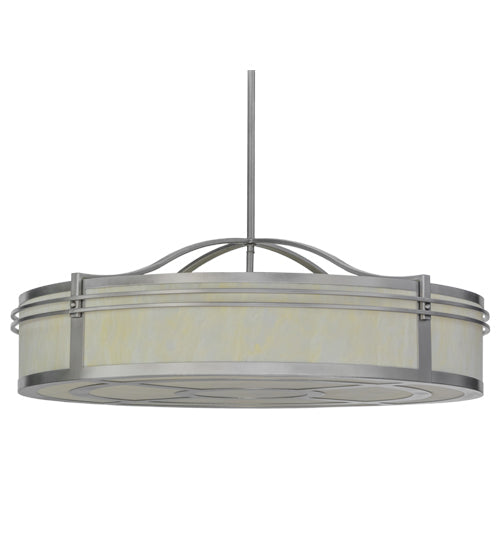 Meyda Lighting Sargent 45" 8-Light Nickel Pendant Light With Creme Carrare Idalight Shade