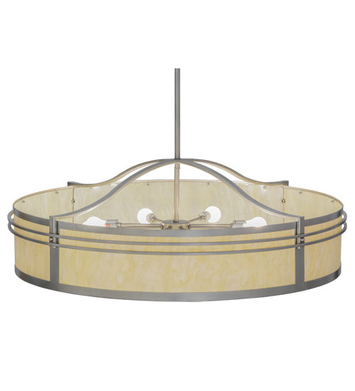 Meyda Lighting Sargent 45" 8-Light Nickel Pendant Light With Creme Carrare Idalight Shade