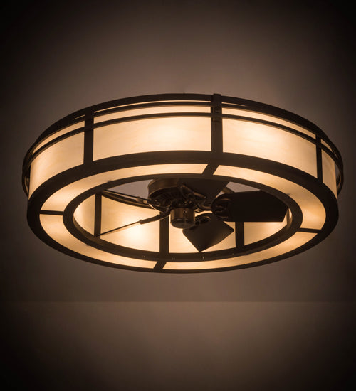 Meyda Lighting Sargent 45" 8-Light Oil Rubbed Bronze Chandelier With Creme Carrare Idalight Shade Glass and Fan