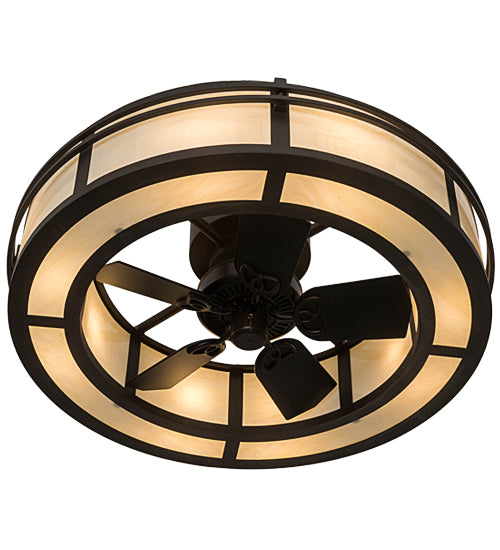Meyda Lighting Sargent 45" 8-Light Oil Rubbed Bronze Chandelier With Creme Carrare Idalight Shade Glass and Fan