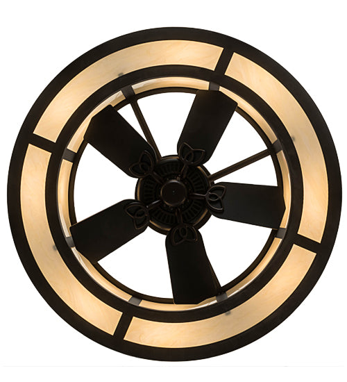 Meyda Lighting Sargent 45" 8-Light Oil Rubbed Bronze Chandelier With Creme Carrare Idalight Shade Glass and Fan