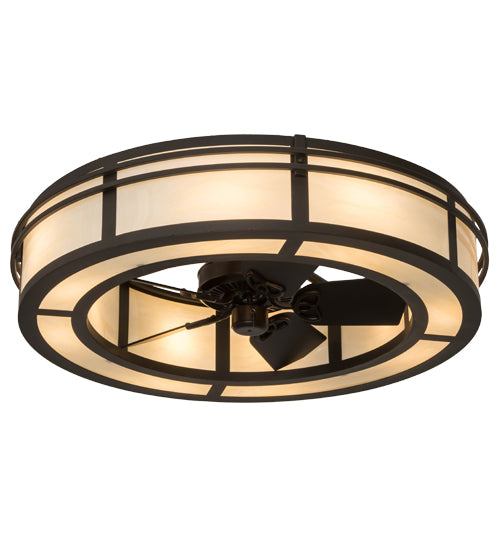 Meyda Lighting Sargent 45" 8-Light Oil Rubbed Bronze Chandelier With Creme Carrare Idalight Shade Glass and Fan