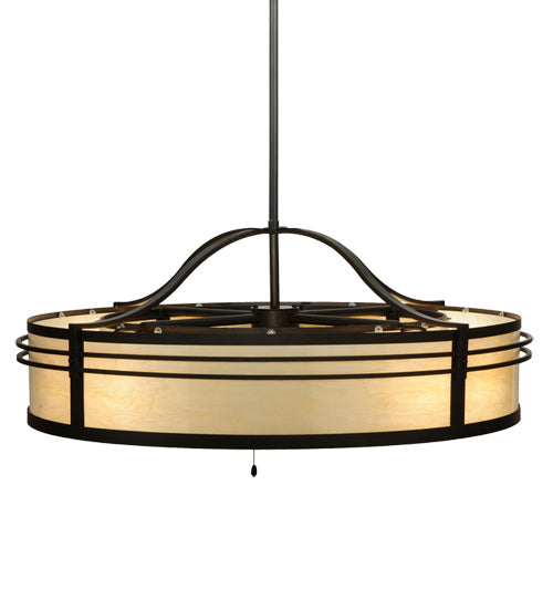 Meyda Lighting Sargent 45" 8-Light Oil Rubbed Bronze Chandelier With Creme Carrare Idalight Shade and Fan