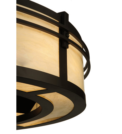 Meyda Lighting Sargent 45" 8-Light Oil Rubbed Bronze Chandelier With Creme Carrare Idalight Shade and Fan