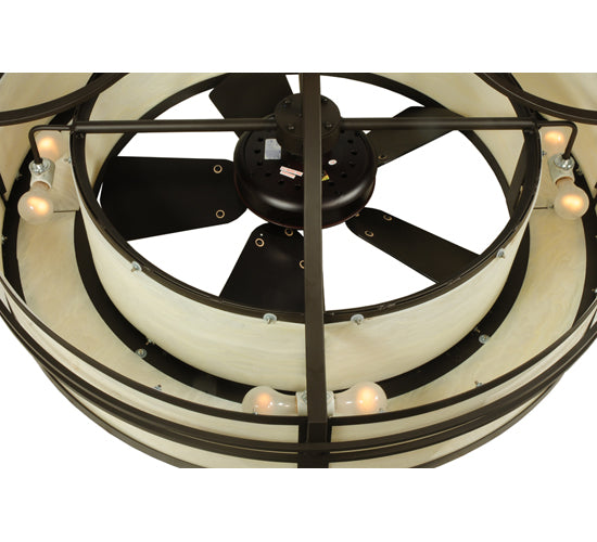 Meyda Lighting Sargent 45" 8-Light Oil Rubbed Bronze Chandelier With Creme Carrare Idalight Shade and Fan