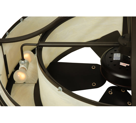 Meyda Lighting Sargent 45" 8-Light Oil Rubbed Bronze Chandelier With Creme Carrare Idalight Shade and Fan