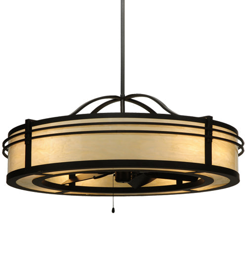Meyda Lighting Sargent 45" 8-Light Oil Rubbed Bronze Chandelier With Creme Carrare Idalight Shade and Fan