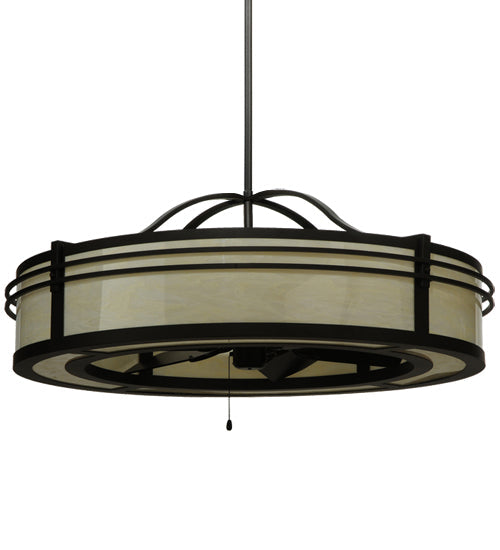 Meyda Lighting Sargent 45" 8-Light Oil Rubbed Bronze Chandelier With Creme Carrare Idalight Shade and Fan