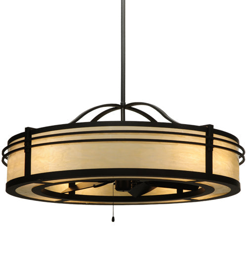 Meyda Lighting Sargent 45" 8-Light Oil Rubbed Bronze Chandelier With Creme Carrare Idalight Shade and Fan